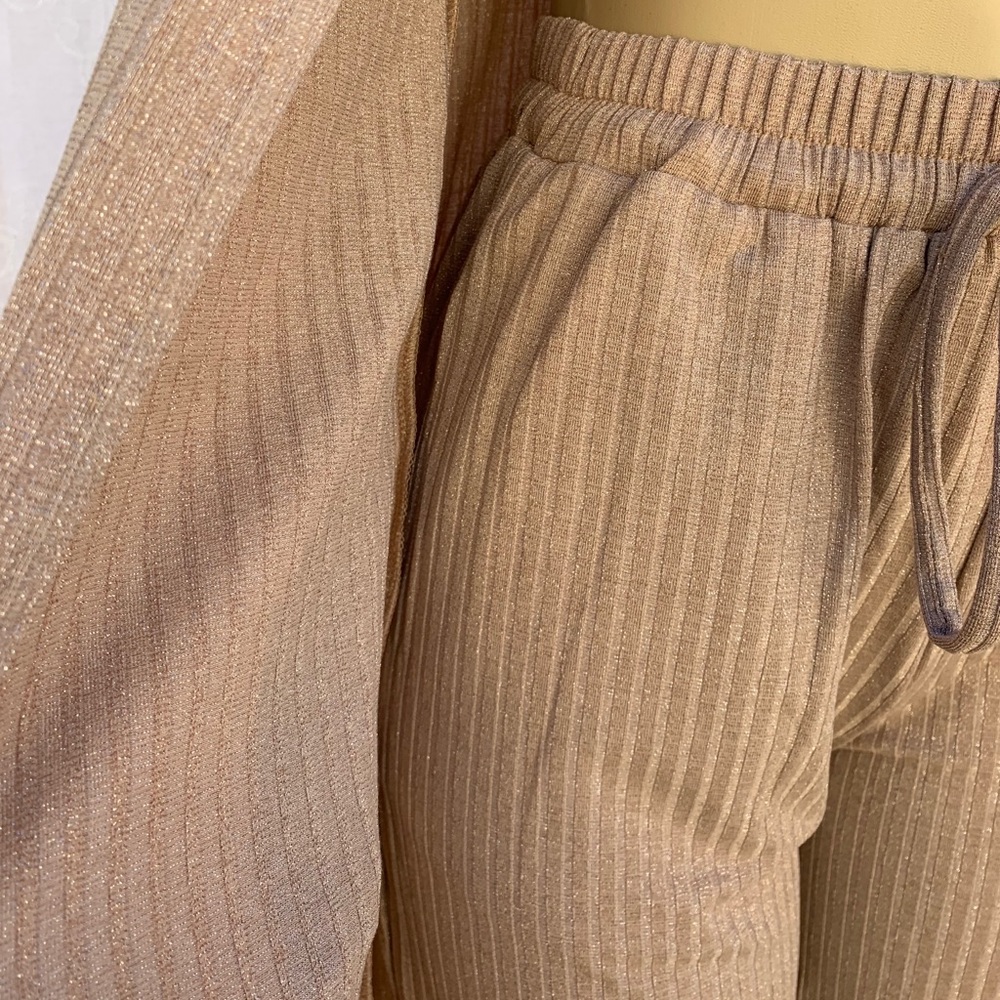 3 Piece Spaghetti Strap Crop Top, Pant, Cardigan - Picture 6 of 11